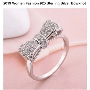New Sterling silver bowknot ring stamped 925